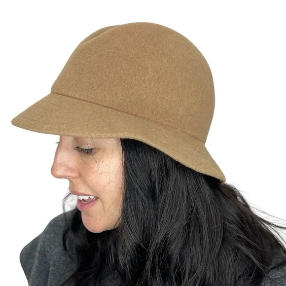 Vintage Aquascutum London classic preppy tan wool blend Kangol Adela bucket hat - Picture 4 of 15
